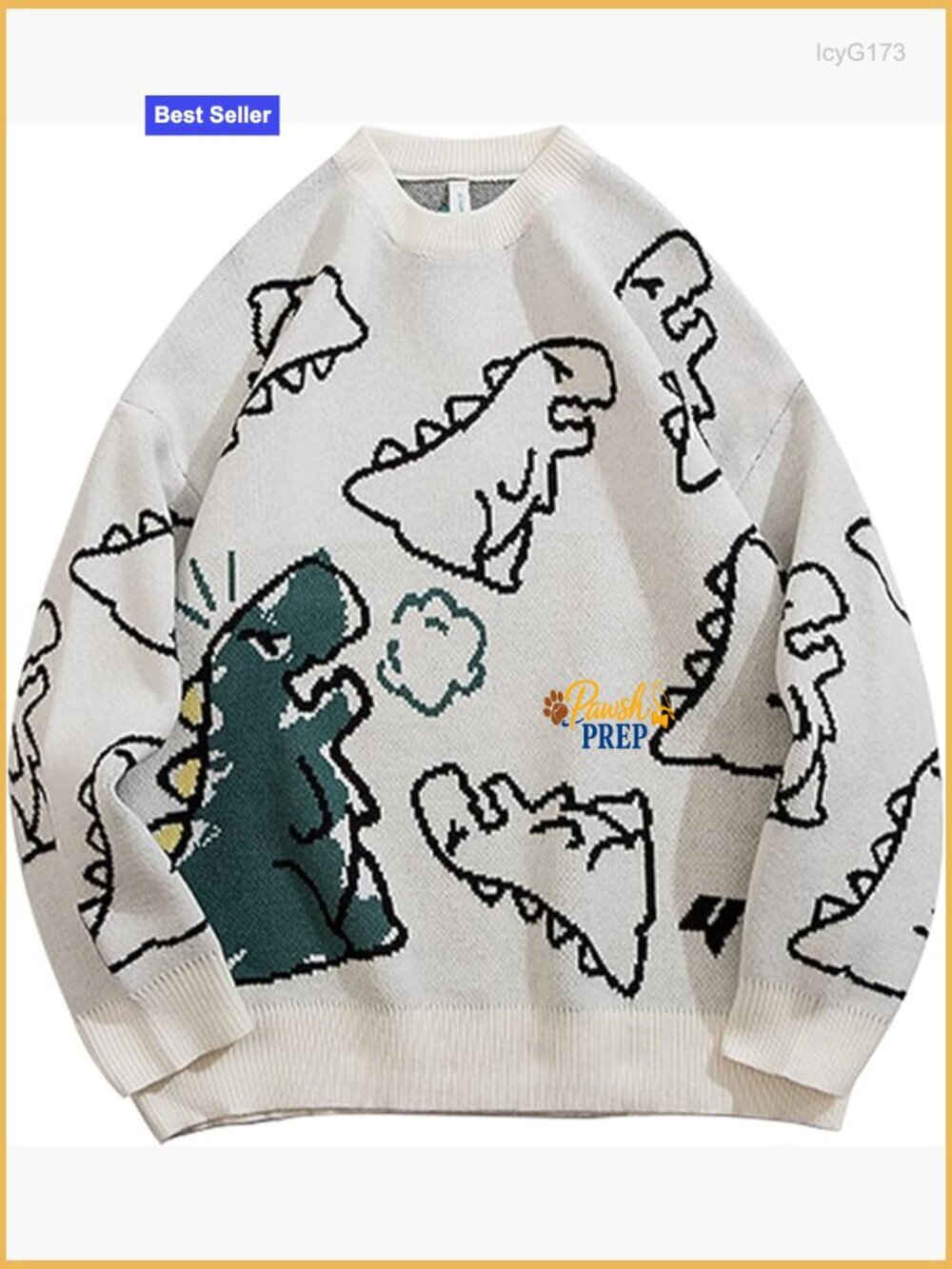 Oversized Dinosaur Graphic Pullover Sweater Vintage Y2K Knit Unisex